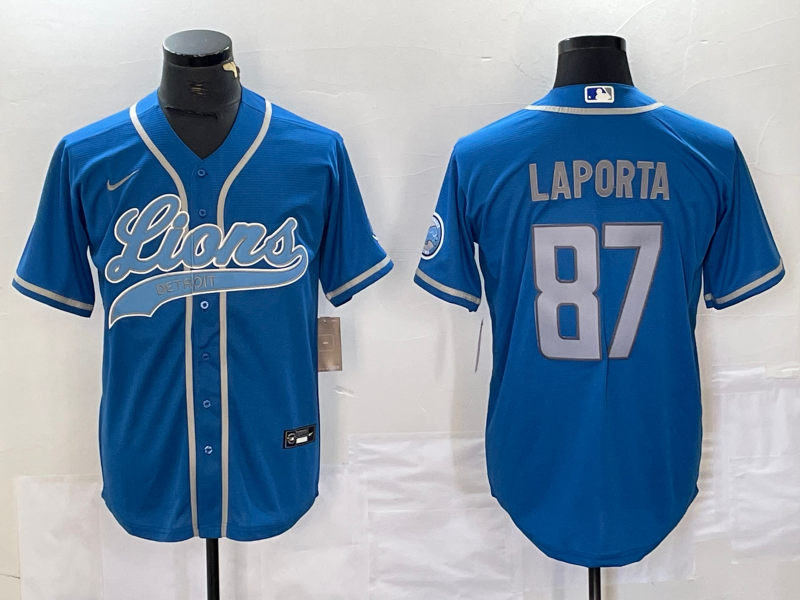 Men's Detroit Lions Sam LaPorta Blue Player Jersey Joint Edition