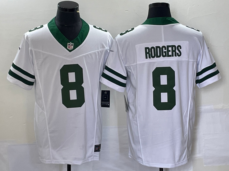 Men's New York Jets Aaron Rodgers White Legacy Vapor F.U.S.E. Limited Jersey
