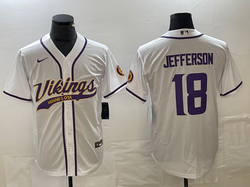 Men's Minnesota Vikings Justin Jefferson White Game Jersey Joint Edition