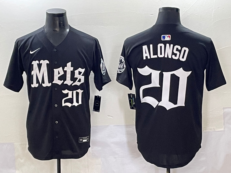 Men's New York Mets Pete Alonso Black Game Player Jersey