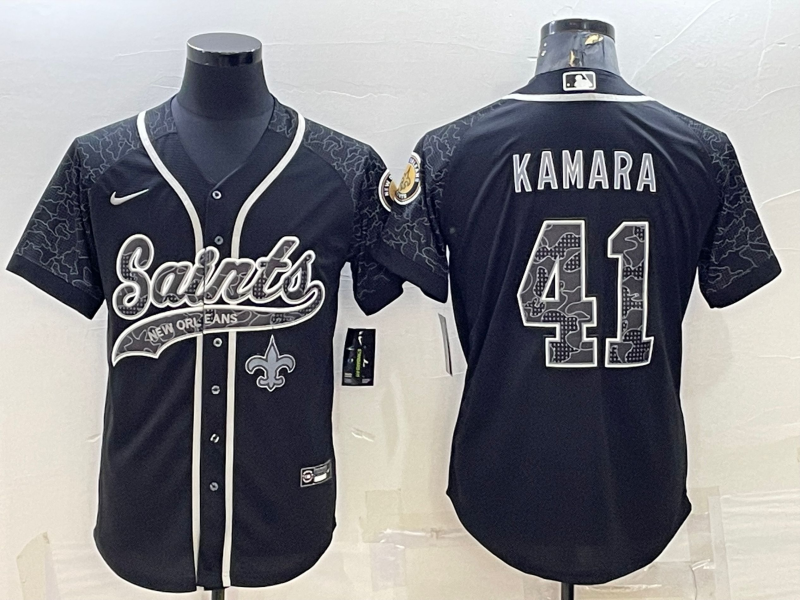 Men's New Orleans Saints Alvin Kamara Black RFLCTV Limited Jersey Joint Edition