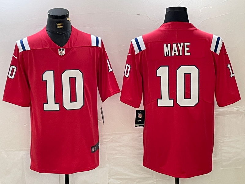 Men's New England Patriots Drake Maye Red Player Game Jersey