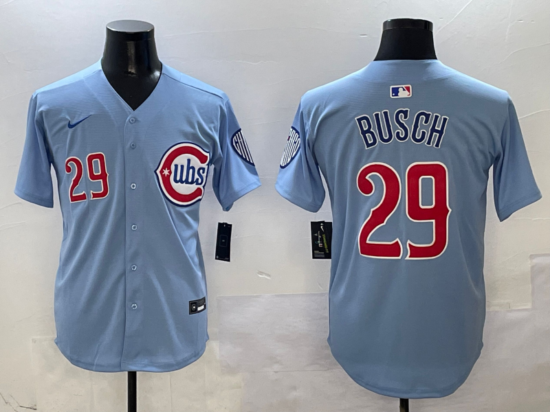 Men's Chicago Cubs Michael Busch Light Blue 2nd Alternate Limited Player Jersey