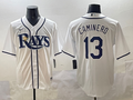 Men's Tampa Bay Rays Junior Caminero White Home Replica Player Jersey