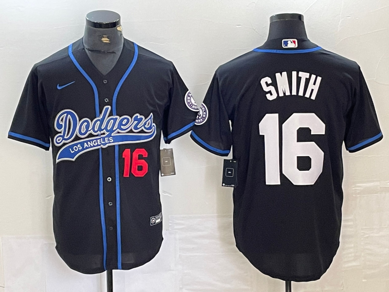 Men's Los Angeles Dodgers Will Smith Black Player Jersey Joint Edition