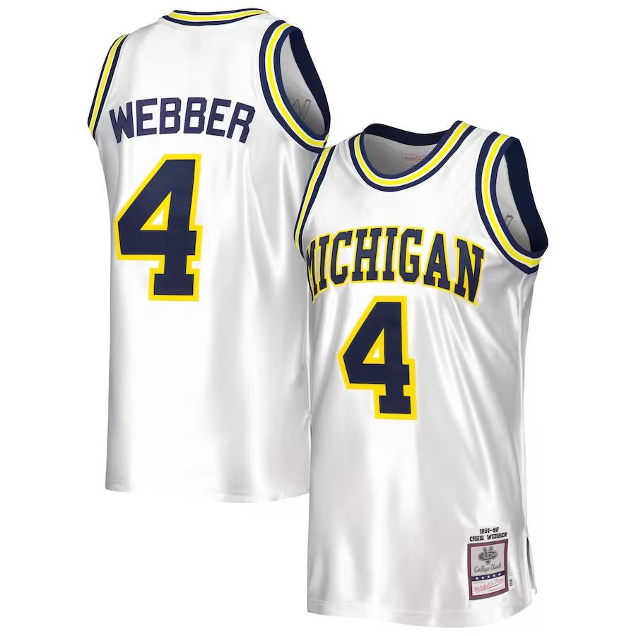 Men's Michigan Wolverines Chris Webber White Team Replica Player Jersey