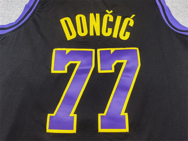 Men's Los Angeles Lakers Luka Doncic Black 2023/24 Swingman Jersey - City Edition