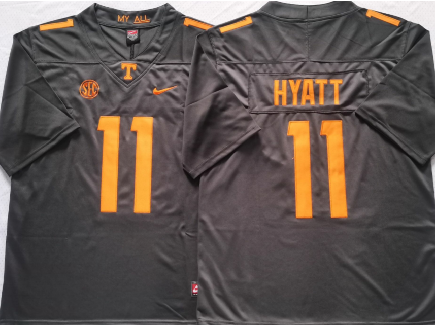 Men's Tennessee Volunteers Jalin Hyatt Black Player Game Jersey