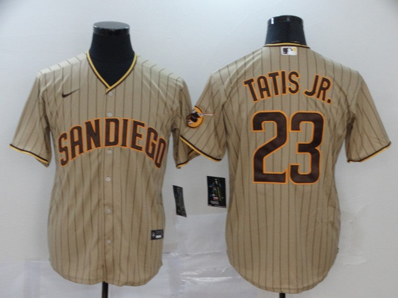 Men's San Diego Padres Fernando Tatis Jr. Stitched Khaki Jersey