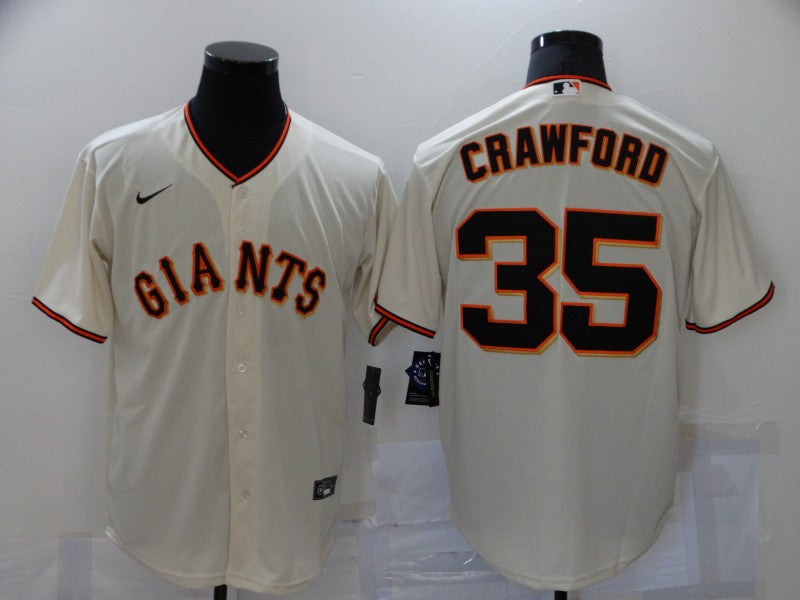 Men's San Francisco Giants Brandon Crawford Beige Replica Baseball Jersey