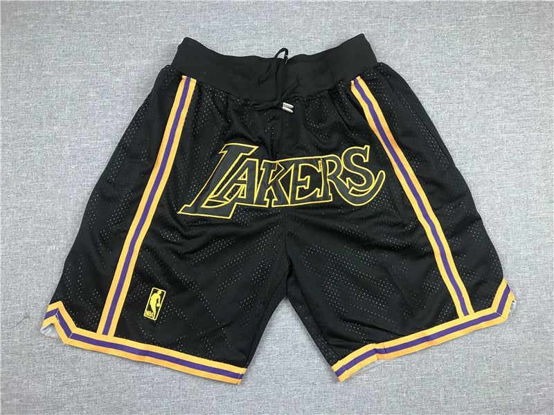 Men's Los Angeles Lakers Black Pro Shorts Stitched Size S-XXL