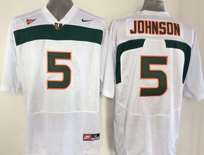 Men's Miami Hurricanes Andre Johnson White Team Football Jersey