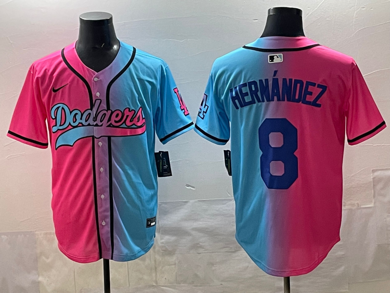Men's Los Angeles Dodgers Enrique Hernandez Pink/Blue Player Jersey