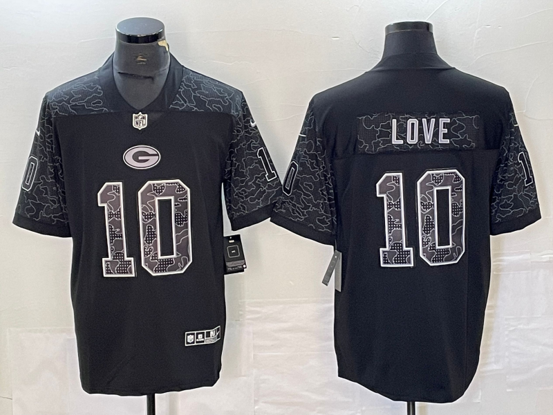 Men's Green Bay Packers Jordan Love Black RFLCTV Limited Jersey
