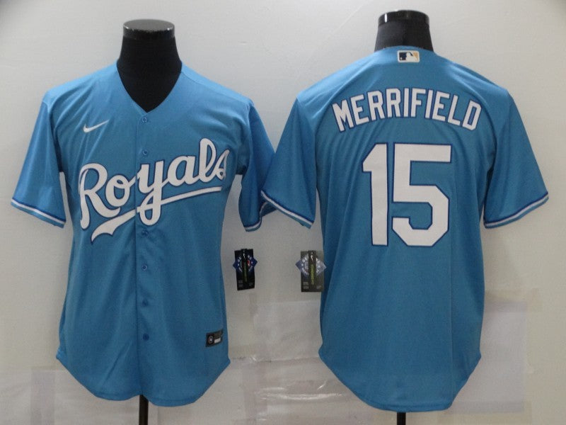 Men's Kansas City Royals Whit Merrifield Blue Replica Baseball Jersey