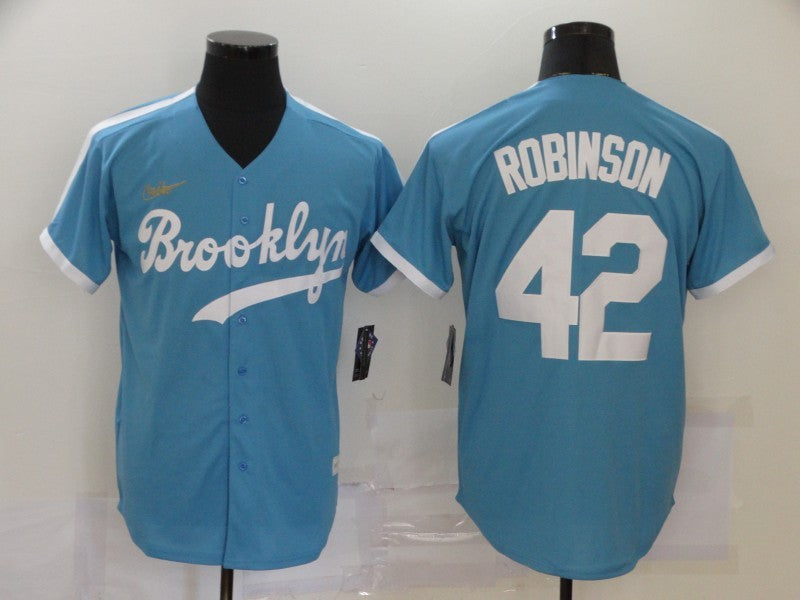 Men's Los Angeles Dodgers Jackie Robinson Light Blue Replica Baseball Jersey