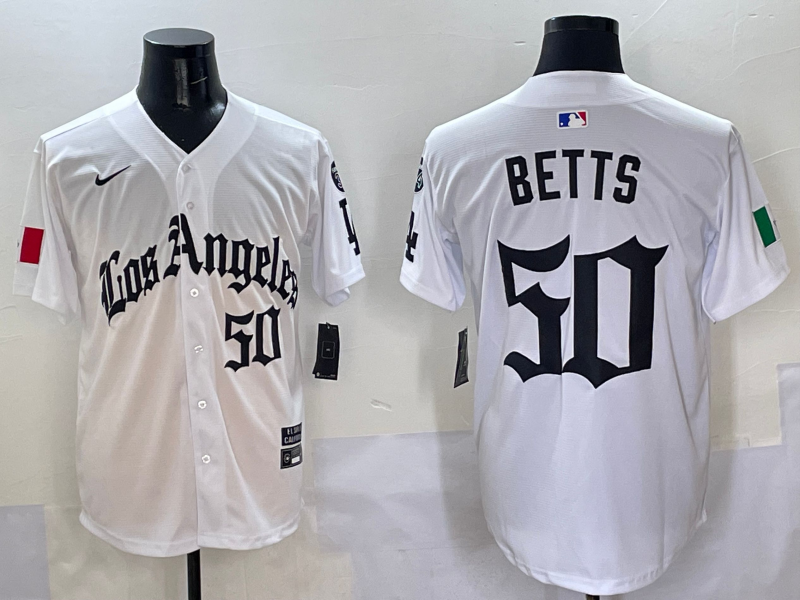 Men's Los Angeles Dodgers Mookie Betts White Game Player Jersey
