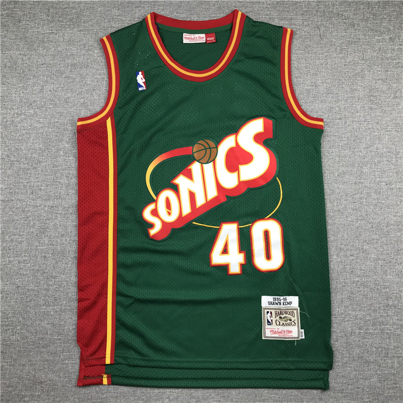 Men's Seattle Supersonics Shawn Kemp Green Throwback Swingman Jersey