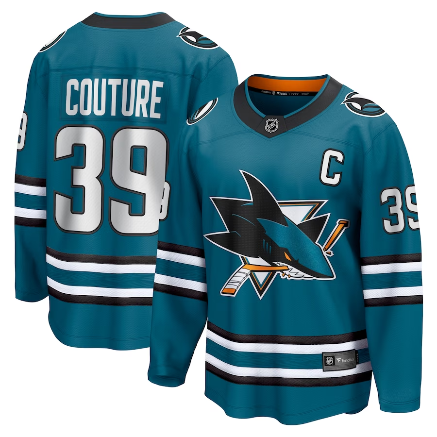 Men's San Jose Sharks Logan Couture Teal Home Breakaway Player Jersey