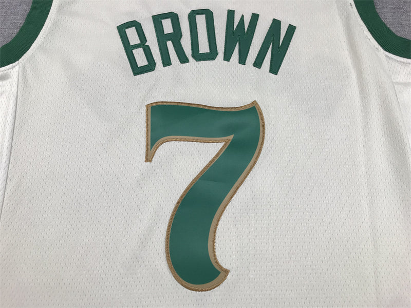 Men's Boston Celtics Jaylen Brown White 2023/24 Swingman Jersey - City Edition