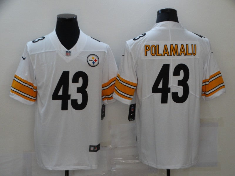 Men's Pittsburgh Steelers Troy Polamalu White Game Jersey