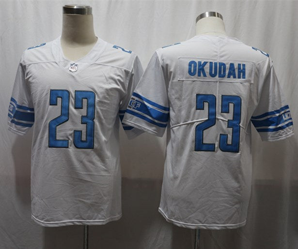Men's Detroit Lions Jeff Okudah White Game Jersey