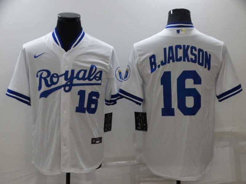 Men's Kansas City Royals Bo Jackson White Stitched Jersey