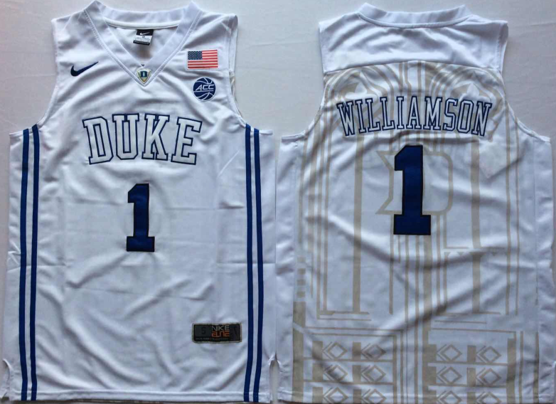 Men's Duke Blue Devils Zion Williamson White Game Jersey