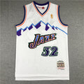 Men's Utah Jazz Karl Malone White 1996-97 Hardwood Classics Swingman Jersey