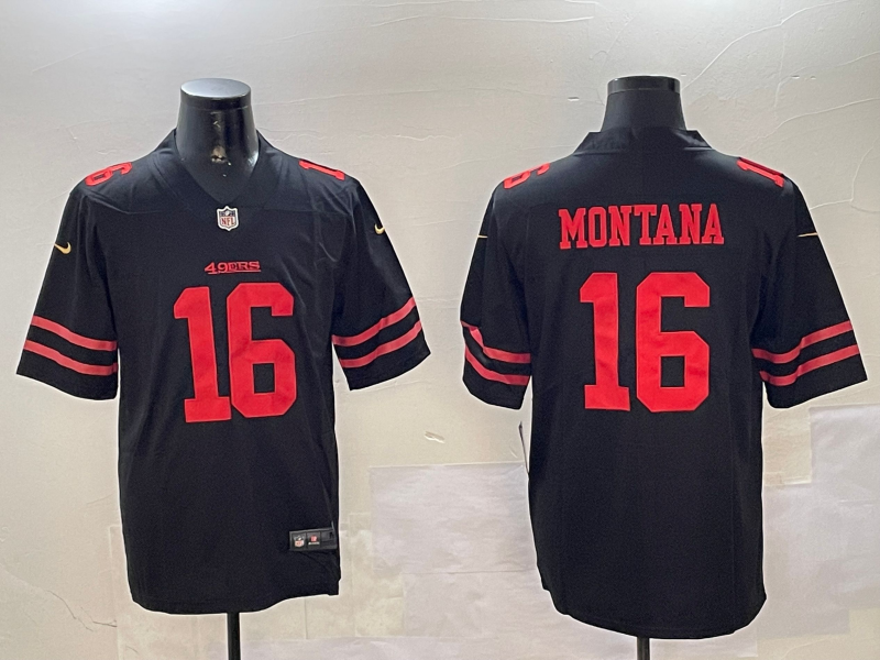 Men's San Francisco 49ers Joe Montana Black Game Jersey