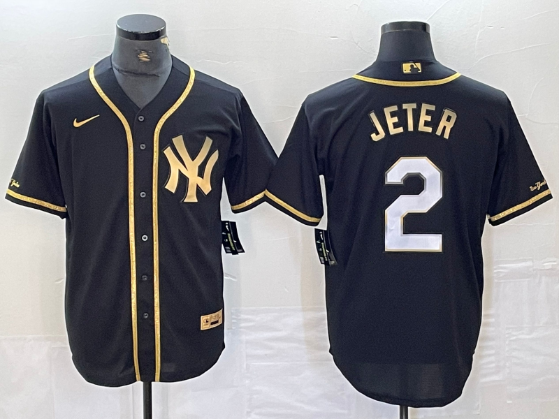 Men's New York Yankees Derek Jeter Black Fashion Stitched Jersey