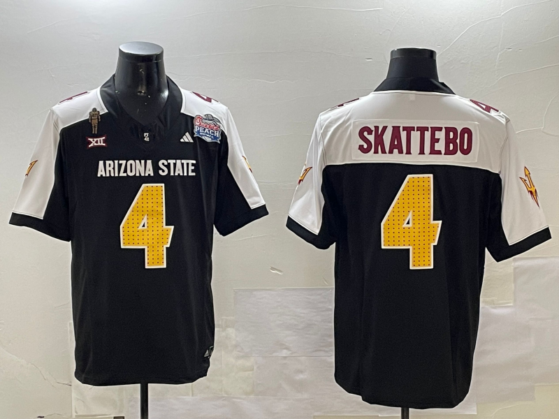 Men's Arizona State Sun Devils Cameron Skattebo Black Player Game Jersey