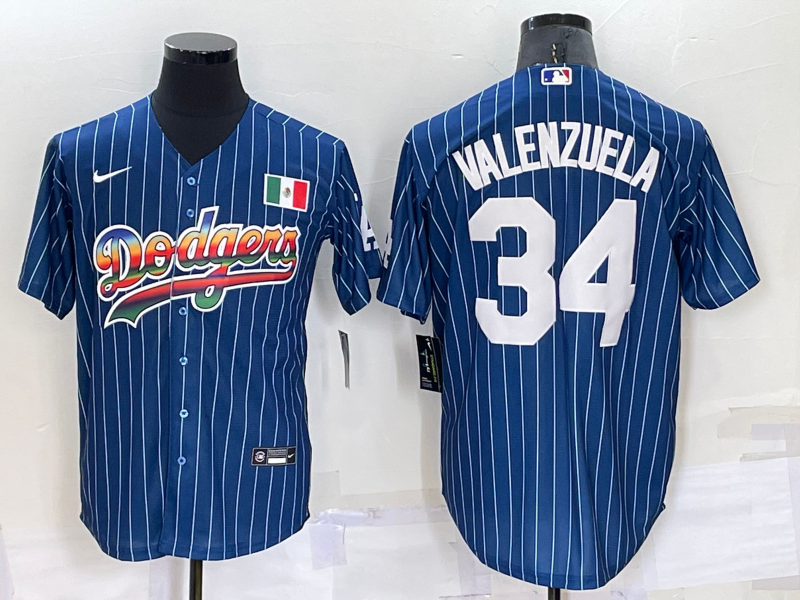 Men's Los Angeles Dodgers Fernando Valenzuela Blue Fashion Stitched Jersey