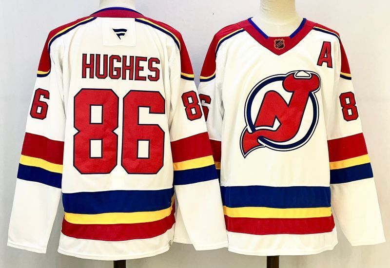 Men's New Jersey Devils Jack Hughes Fanatics White Player Jersey
