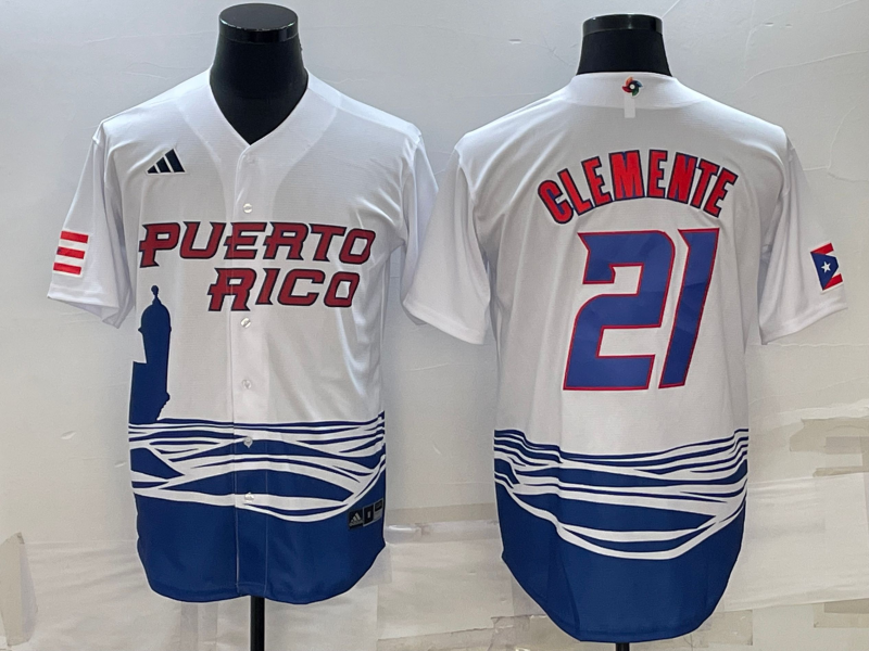 Men's 2023 World Baseball Classic Roberto Clemente Puerto Rico White Jersey