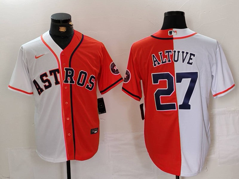 Men's Houston Astros Jose Altuve White/Orange Limited Player Jersey