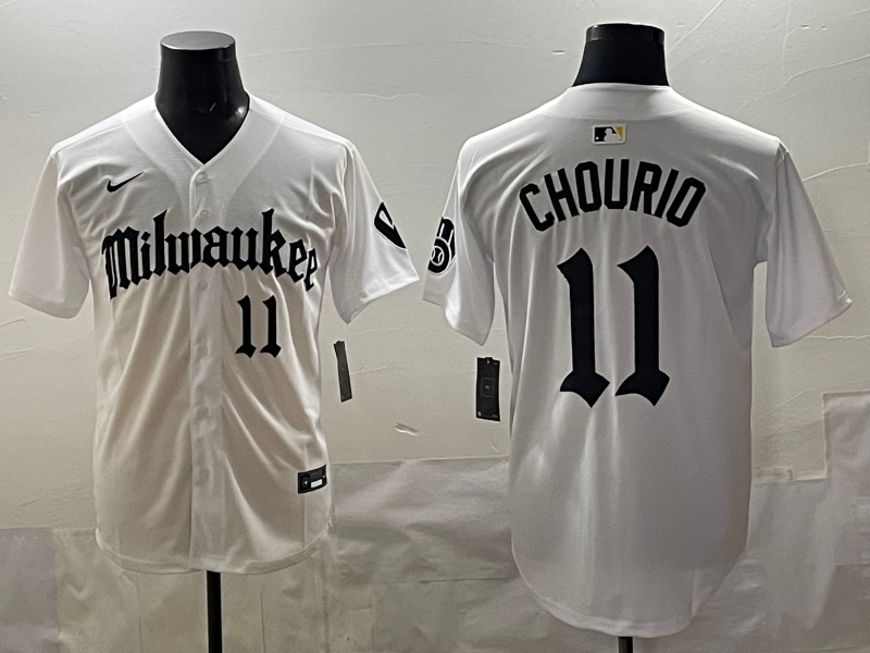 Men's Milwaukee Brewers Jackson Chourio White Replica Team Jersey
