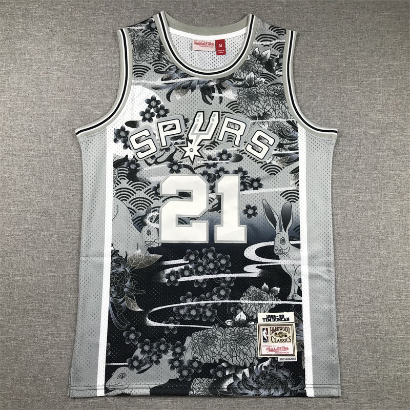 Men's San Antonio Spurs Tim Duncan Year of Rabbit Edition Hardwood Classics Swingman Jersey