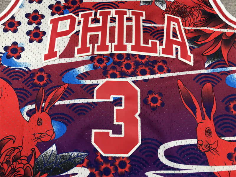 Men's Philadelphia 76ers Allen Iverson Year of Rabbit Edition Hardwood Classics Swingman Jersey