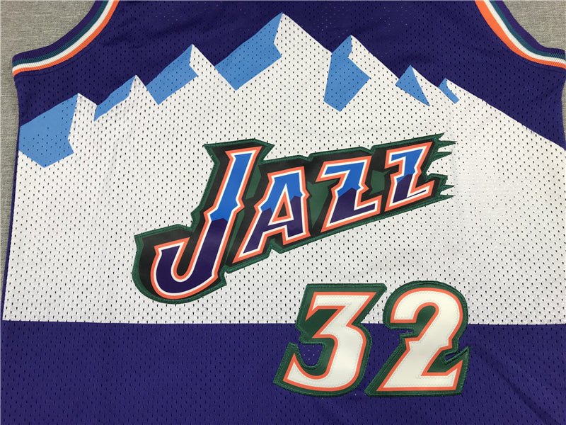 Men's Utah Jazz Karl Malone Purple Hardwood Classics Throwback Team Jersey