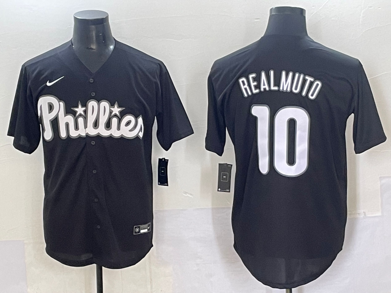 Men's Philadelphia Phillies JT Realmuto Black Lights Out Replica Jersey