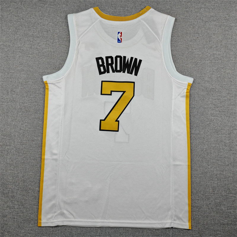 Men's Boston Celtics Jaylen Brown White 2025/26 Swingman Jersey - City Edition