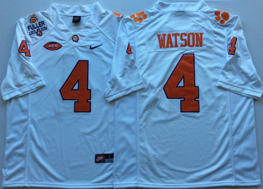Men's Clemson Tigers Deshaun Watson White Game Jersey