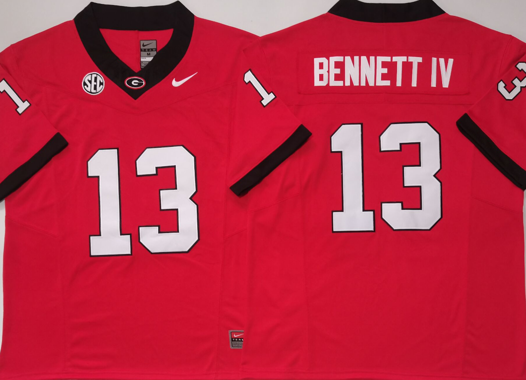 Men's Georgia Bulldogs Stetson Bennett Red Game Jersey