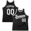 Custom Black White-Silver Gray Authentic Throwback Basketball Jersey