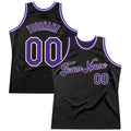 Custom Black Purple-Cream Authentic Throwback Basketball Jersey