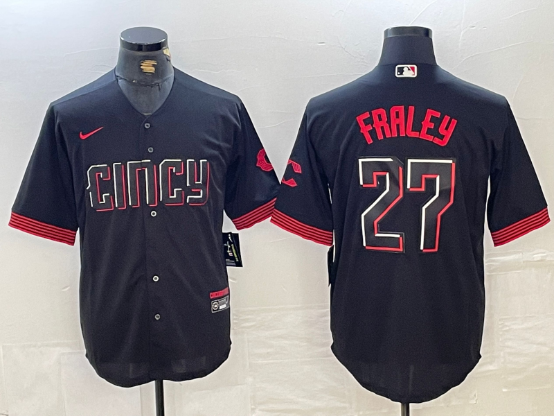 Men's Cincinnati Reds Jake Fraley Black City Connect Replica Player Jersey