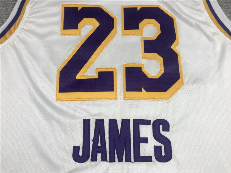Men's Los Angeles Lakers LeBron James NBA White Swingman Player Jersey