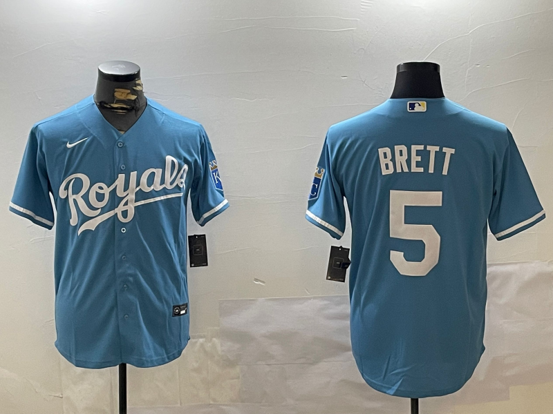 Men's Kansas City Royals George Brett Light Blue Replica Player Jersey