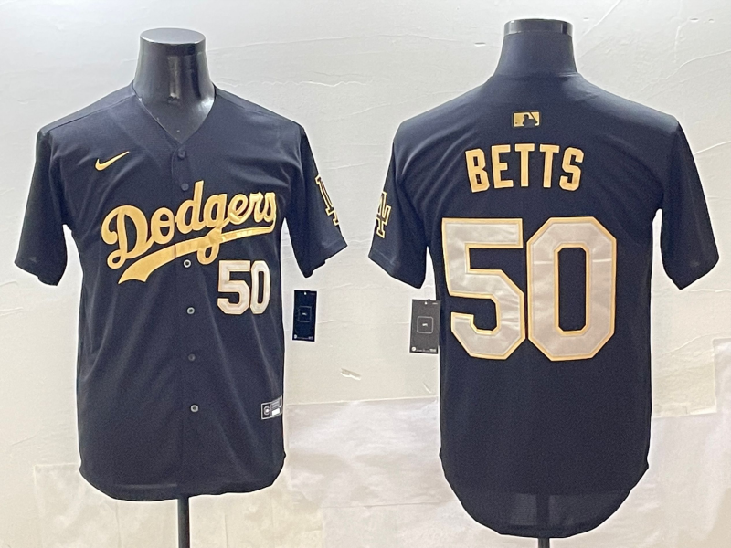 Men's Los Angeles Dodgers Mookie Betts Black Game Player Jersey